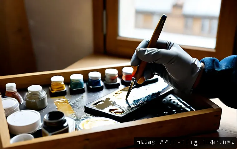피규어 커스터마이징 기본 가이드 - Photorealistic close-up of a beginner customizing a small collectible figurine at a tidy French hobb...